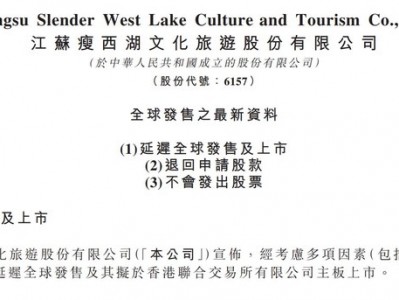配資網(wǎng)查詢：瘦西湖文旅上市前三天“急剎車”，港股IPO“冷靜期”再添一例